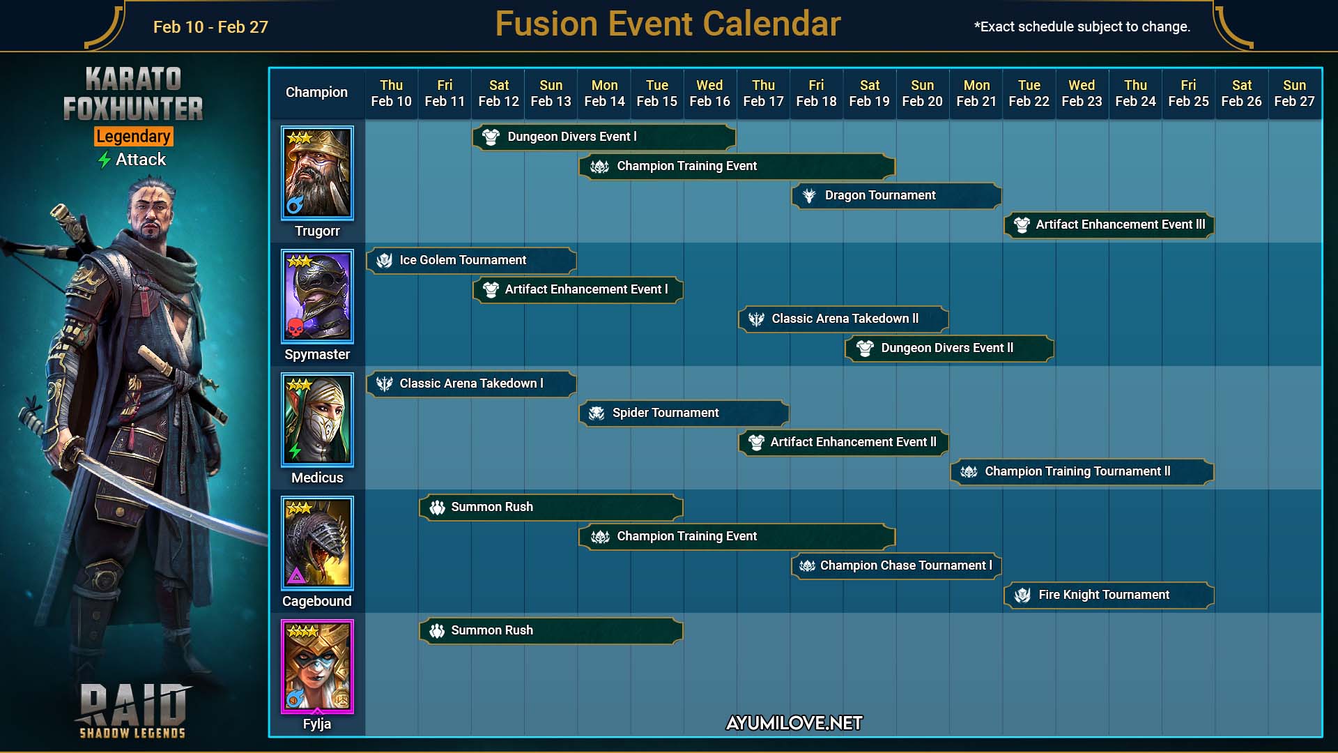 Raid Shadow Legends Events Calendar Printable Calendar