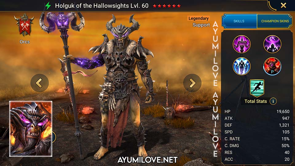 Raid Shadow Legends Holguk of the Hallowsights Skill Mastery Equip Guide