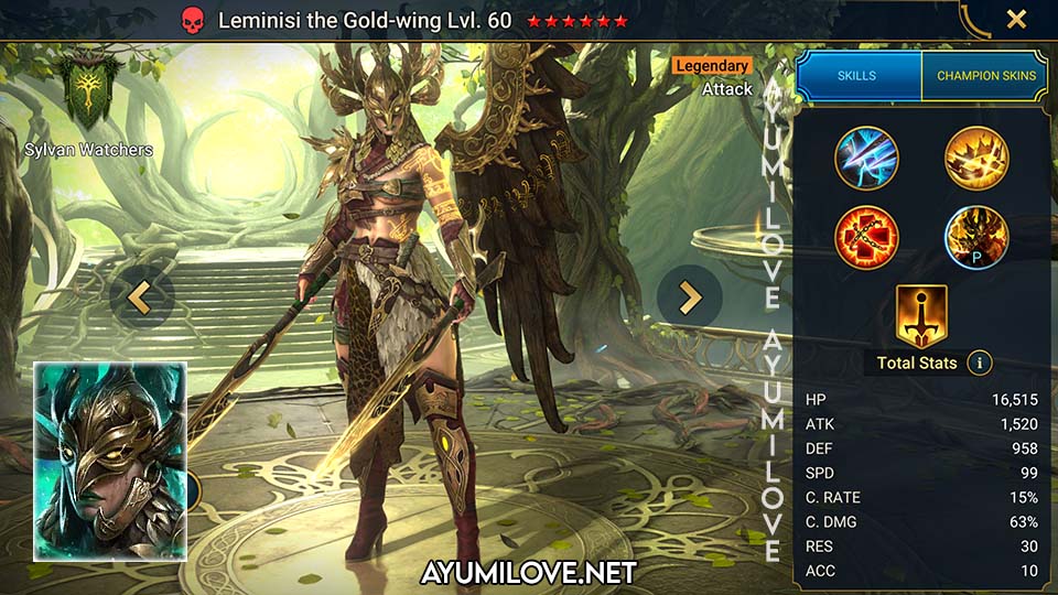Raid Shadow Legends Leminisi the Gold Wing Skill Mastery Equip Guide