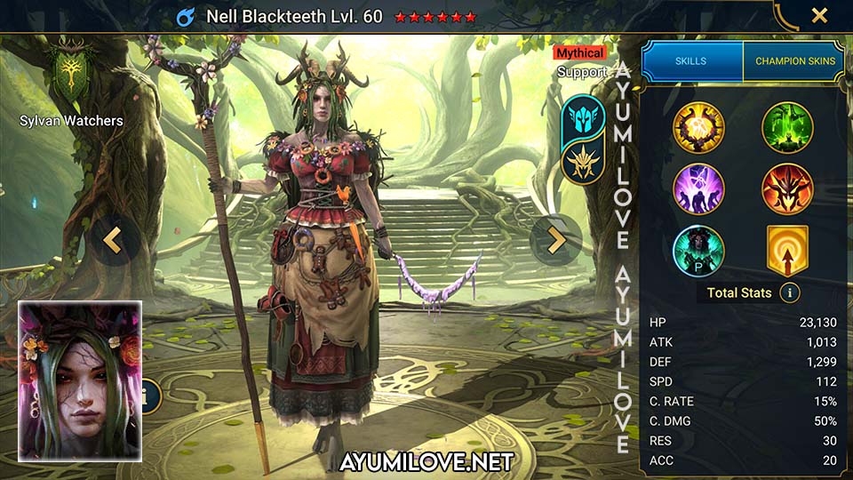 Raid Shadow Legends Nell Blackteeth Skill Mastery Equip Guide
