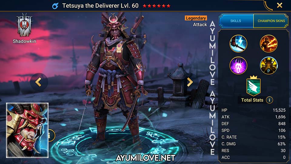Raid Shadow Legends Tetsuya the Deliverer Skill Mastery Equip Guide