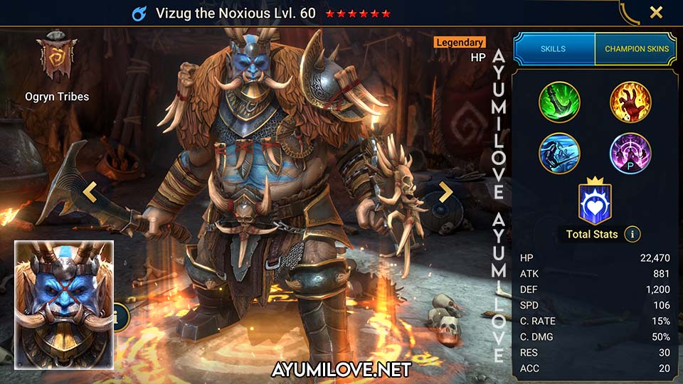 Raid Shadow Legends Vizug the Noxious Skill Masteries Equip Guide