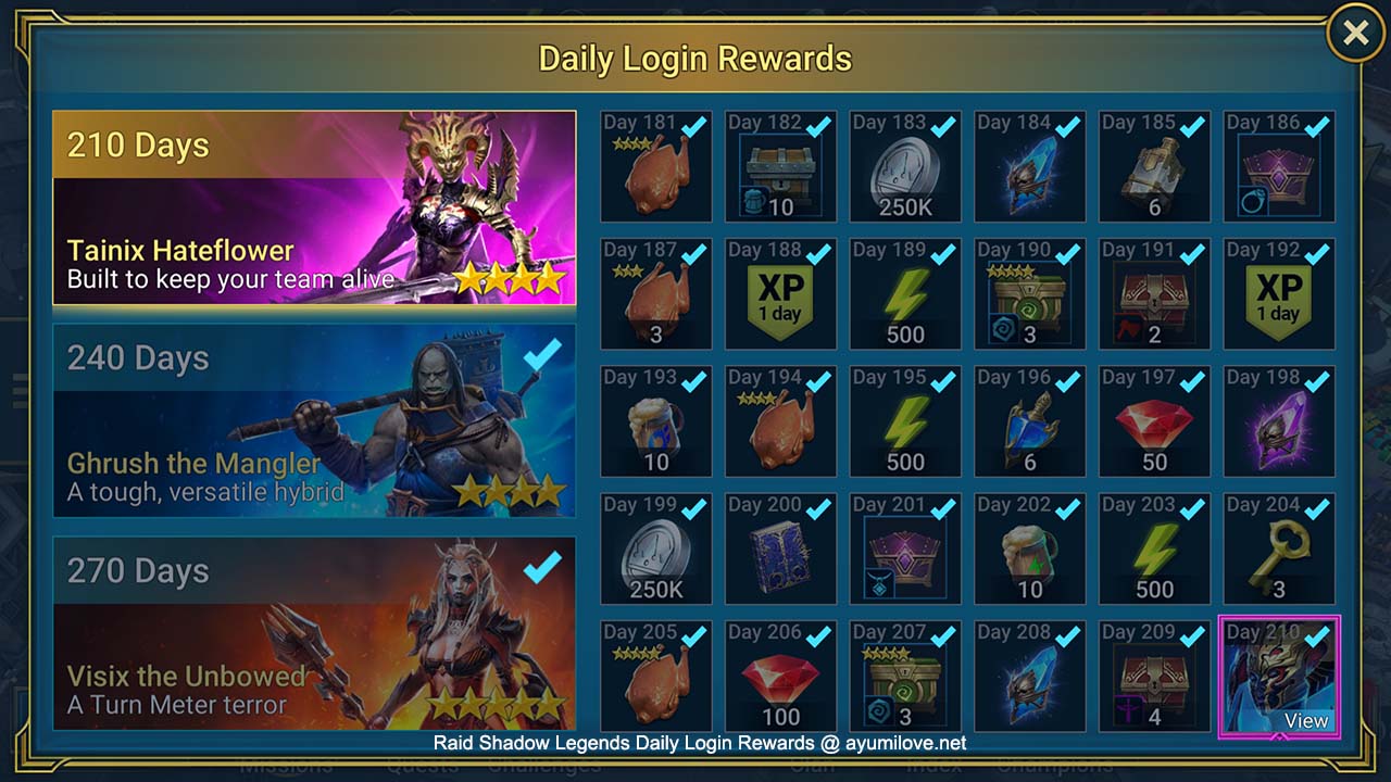 Raid Shadow Legends Daily Login Rewards Guide - AyumiLove