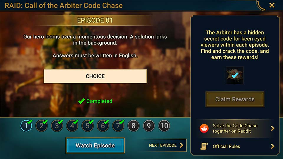 Call of the Arbiter Promo Code - Episode 5