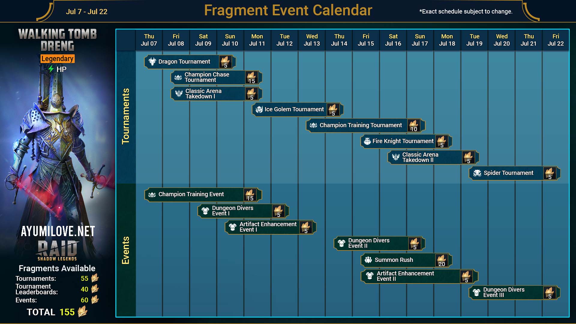 Raid Event Calendar Brett Clarine