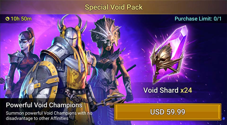 how to get 2 void shards in raid shadow legends